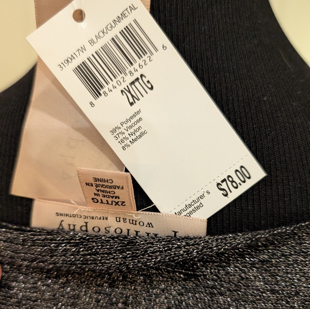 Philosophy Boat Neck Black and Gun Metal Sweater - Picture 5 of 5